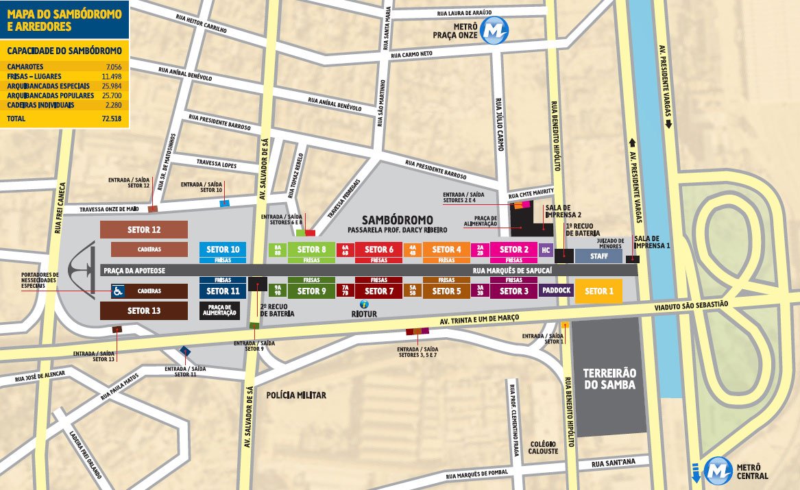 Map of Sambodromo 2012